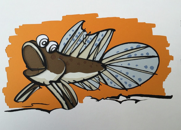 ムツゴロウ(日本発祥の立体アート:彫紙アート) 1枚目の画像