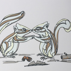 シマリス(日本発祥の立体アート:彫紙アート) 1枚目の画像