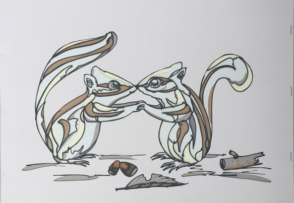 シマリス(日本発祥の立体アート:彫紙アート) 1枚目の画像