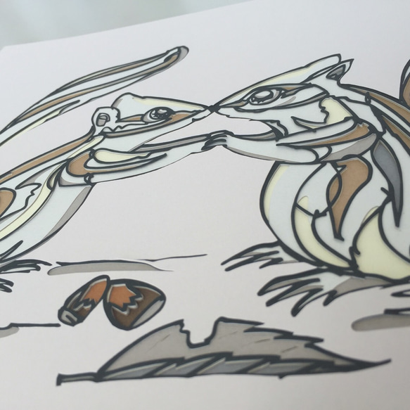 シマリス(日本発祥の立体アート:彫紙アート) 3枚目の画像