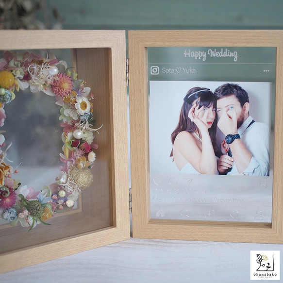 [SNS風格◎結婚禮物/生日禮物] Instagram風格的永生花和乾燥花相框 第2張的照片