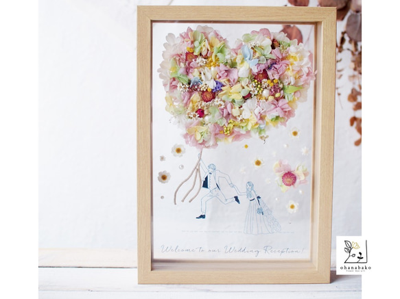 《NAME PRINTING◎wedding》heart balloon colorful flowers frame 第4張的照片