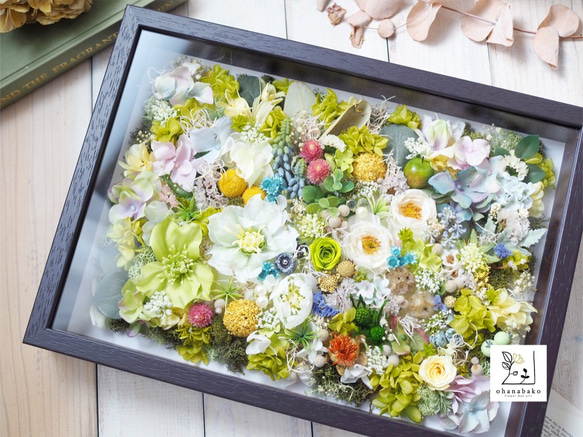 《special day gift》happy colorful preservrd flowers art frame 第2張的照片