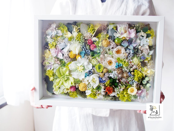 《special day gift》happy colorful preservrd flowers art frame 第4張的照片