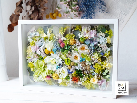 《special day gift》happy colorful preservrd flowers art frame 第3張的照片