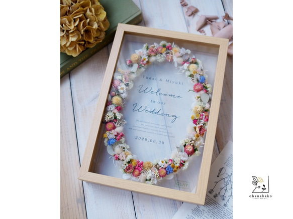 《NAME PRINTING/wedding》happy colorful wreath flowers frame 第5張的照片