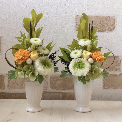 一対)仏花プリザーブドフラワーお手入れ不要
