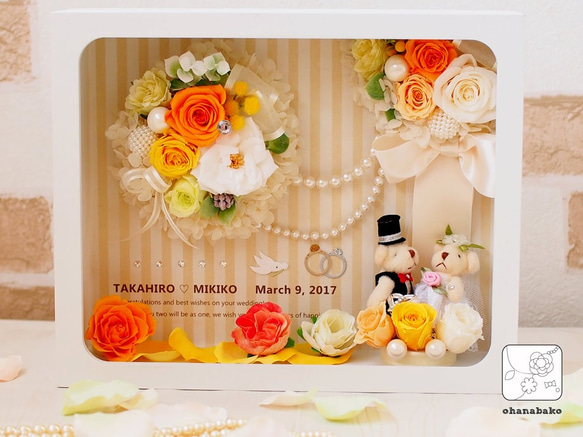 名入れ◎記念日入り》ブーケ型アレンジのフラワーボックス◇結婚祝い