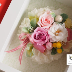 《2Lサイズ◎誕生日/送別/結婚祝い/還暦祝い》おっきなブーケ型♡プリザーブドフラワーのフォトボックス 2枚目の画像