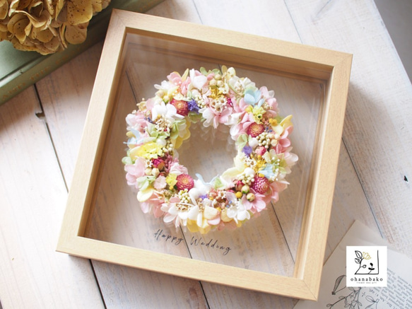 《NAMING PRINT》happy colorful flowers wreath board, box frame 第1張的照片