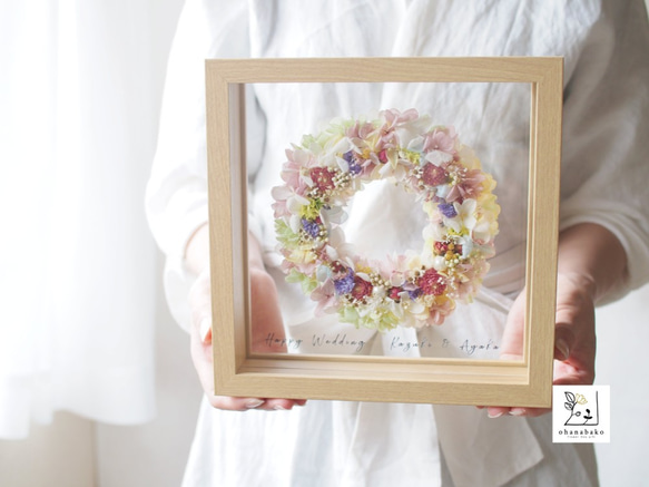 《NAMING PRINT》happy colorful flowers wreath board, box frame 第3張的照片