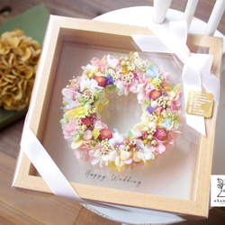 《NAMING PRINT》happy colorful flowers wreath board, box frame 第4張的照片