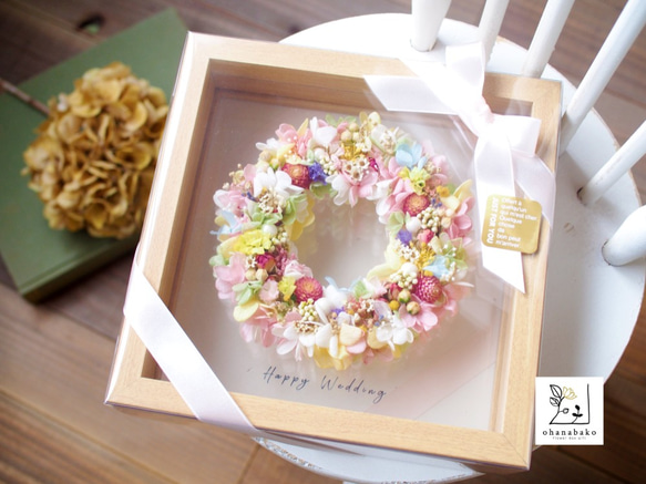 《NAMING PRINT》happy colorful flowers wreath board, box frame 第4張的照片