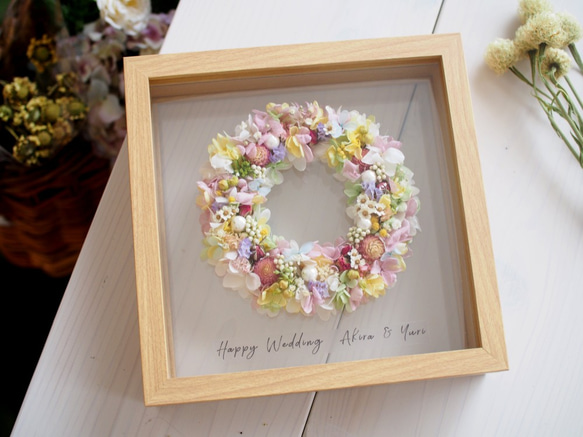 《NAMING PRINT》happy colorful flowers wreath board, box frame 第8張的照片