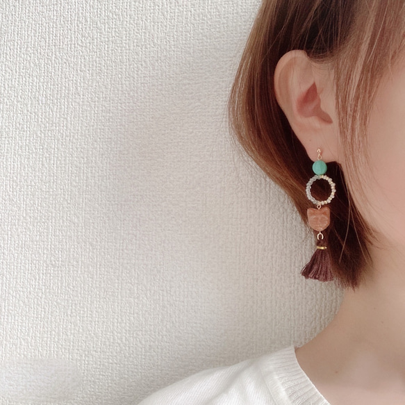 EARRING:「茶猫」 猫じゃらし 6枚目の画像