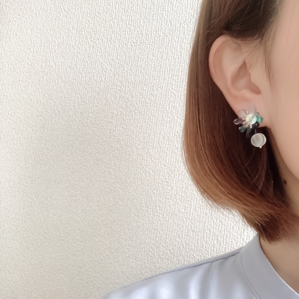 EARRING:「 オオルリ」 bird wing 4枚目の画像