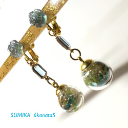 SUMIKA アクアリウム風ガラスドームイヤリング 2枚目の画像