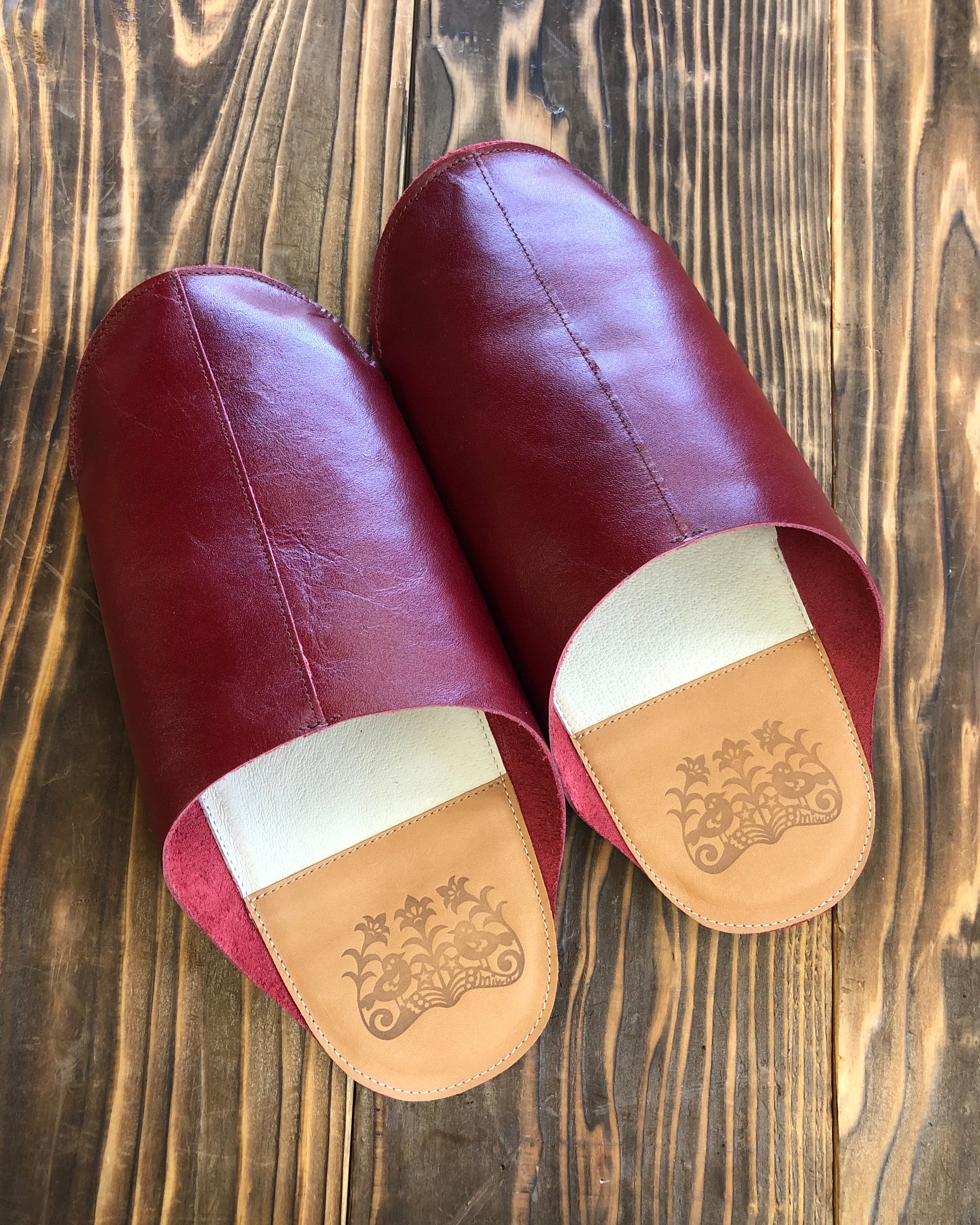 レザールームシューズ*レッド