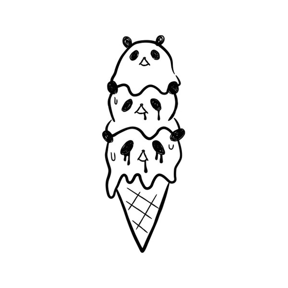 パンダアイス made by メルトアイスクリーム（トリプル） / T020-WH 2枚目の画像