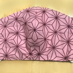 麻の葉模様（桃色）Ｗガーゼの立体布マスク 2枚目の画像