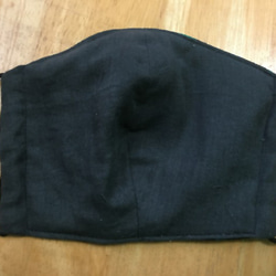市松模様（グリーンＸブラック）Wガーゼの立体布マスク 3枚目の画像