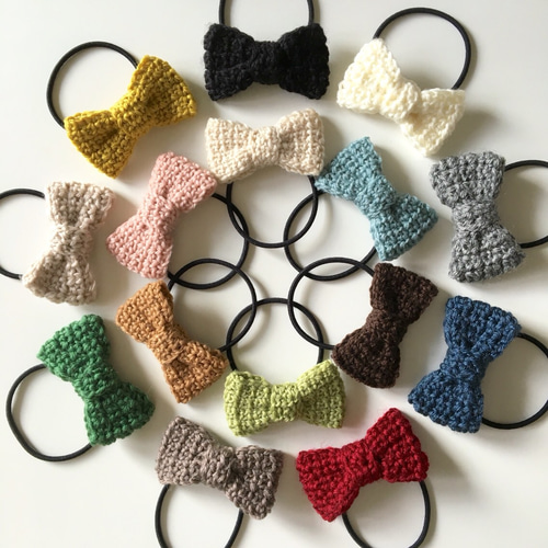 手編みの毛糸リボンヘアゴム ヘアゴム 編みこものmikako 通販 2865398  