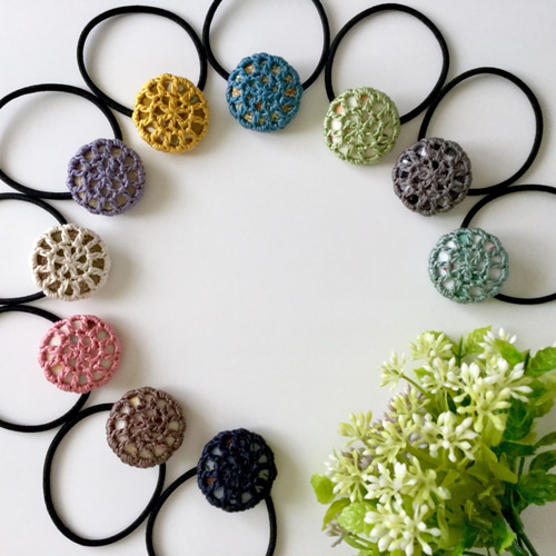 編みくるみボタンのヘアゴム（シックカラー） ヘアゴム 編みこもの