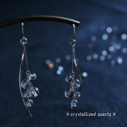 【Creema限量點上】銀925*閃光水晶石英和風流耳環*可換耳環 第1張的照片