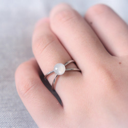 [Creema 限定點上] * 可愛的小月光石戒指 * 無尺寸銀戒指 第3張的照片