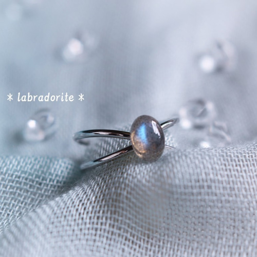 シラー 透明度 抜群 ラブラドライト リング フリーサイズ