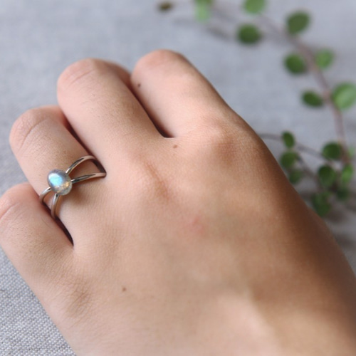 シラー 透明度 抜群 ラブラドライト リング フリーサイズ