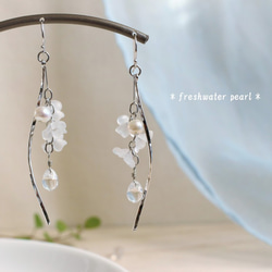 [Creema限量發售] * 925銀*漂亮的小花和淡水珍珠女性氣息*可以換成耳環 第5張的照片
