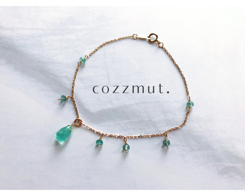 高品質エメラルドのブレスレット【14KGF】 ブレスレット cozzmut