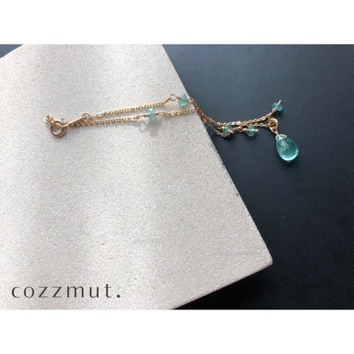 天然石☆極上大粒ミントエメラルド×極上Dクォーツのブレスレット14kgf 天然石☆極上大粒ミントエメラルド×極上Dクォーツのブレスレット14kgf