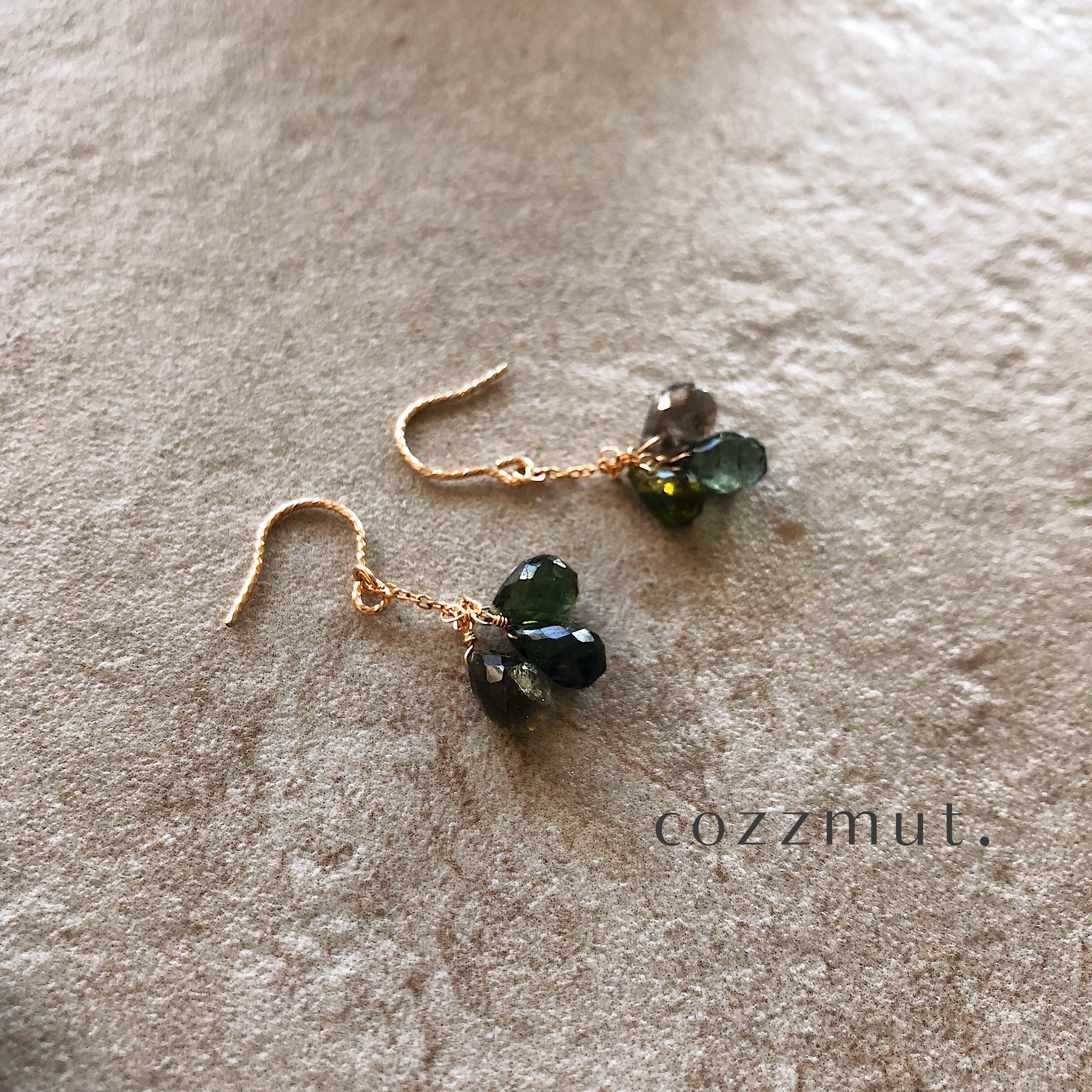 高品質トルマリン3種大人のゆれるピアス【14KGF】