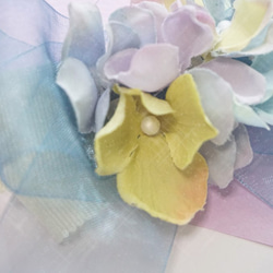 【梅雨におすすめ】紫陽花とリボンのバレッタ　水色 3枚目の画像