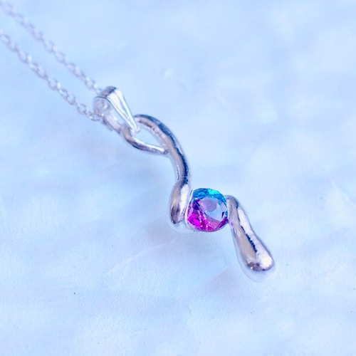 限定1名様】うねりネックレス《バイカラー》純銀/キュービック