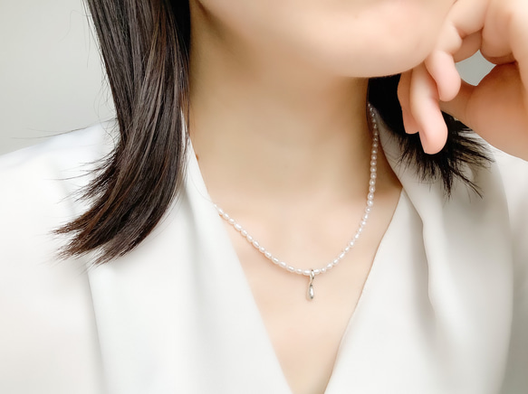 pureしずくパールネックレス《チャーム取り外し可》淡水パール 純銀