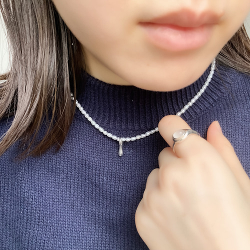 pureしずくパールネックレス《チャーム取り外し可》淡水パール 純銀