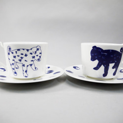 Shiba Dog Pair Tea Cup&Saucer 柴犬ティーカップ&ソーサーペアセット 1枚目の画像