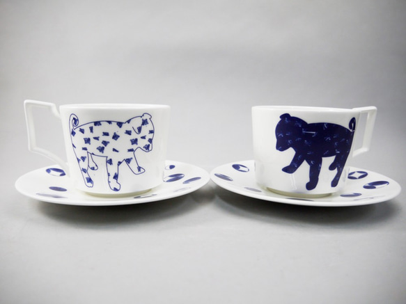 Shiba Dog Pair Tea Cup&Saucer 柴犬ティーカップ&ソーサーペアセット 1枚目の画像