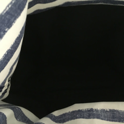 黒×黒テープかごバッグ  紺白ボーダー 4枚目の画像