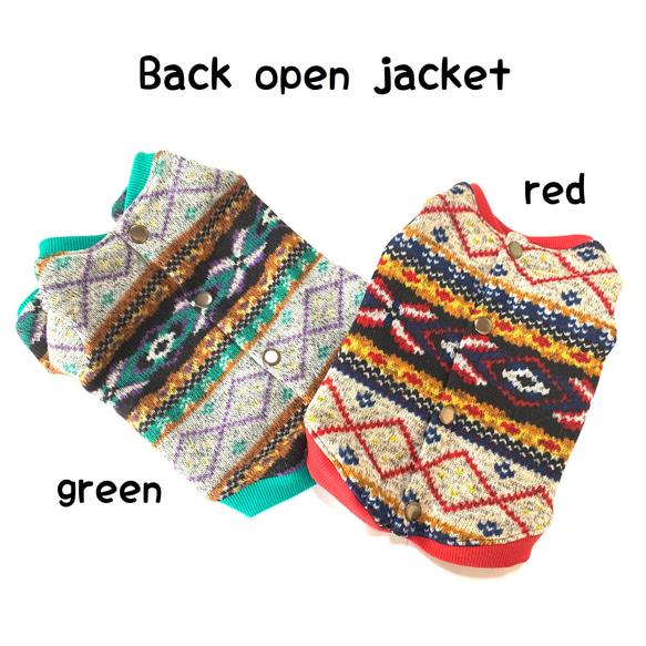 バックオープンジャケット(ノルディック グリーン&レッド) 1枚目の画像