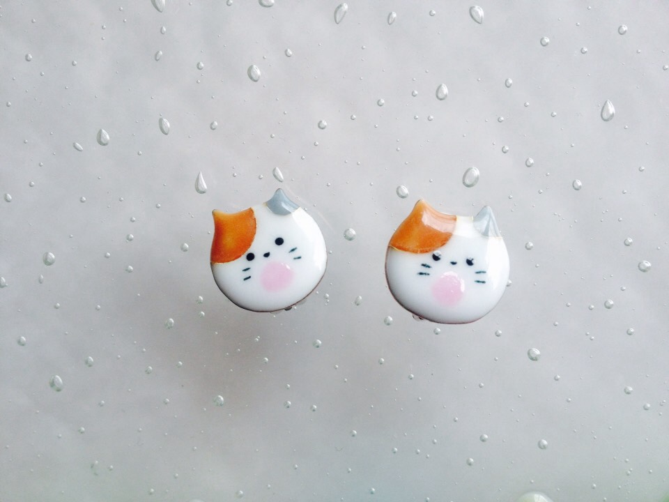 七宝焼き イヤリング ニャオくんと愉快な仲間たちシリーズ 三毛猫