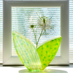 ガラスの葉っぱの花びん-F 一輪挿し・花瓶・花器 アトリエ