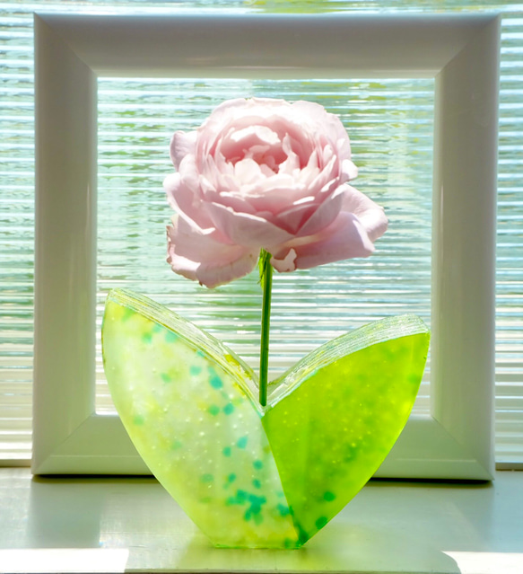ガラスの葉っぱの花びん-A③ 6枚目の画像