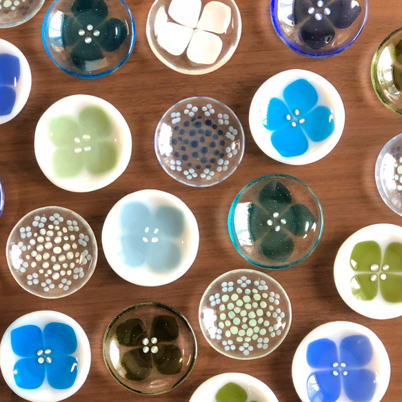 紫陽花豆豆皿６㎝　透明２枚セット 5枚目の画像