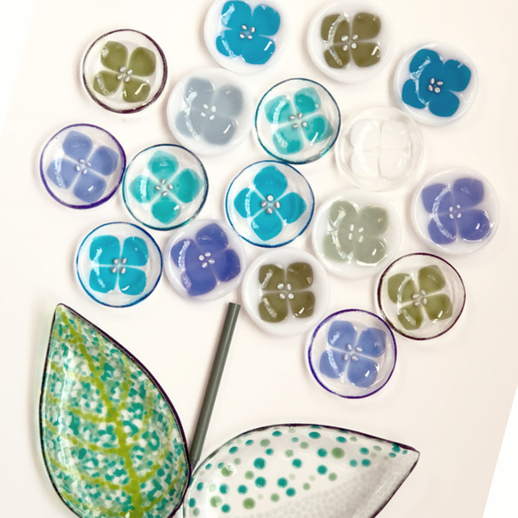 紫陽花豆豆皿６㎝　透明２枚セット 4枚目の画像