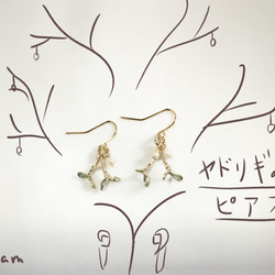 幸せを運ぶ宿り木のフックピアス 2枚目の画像