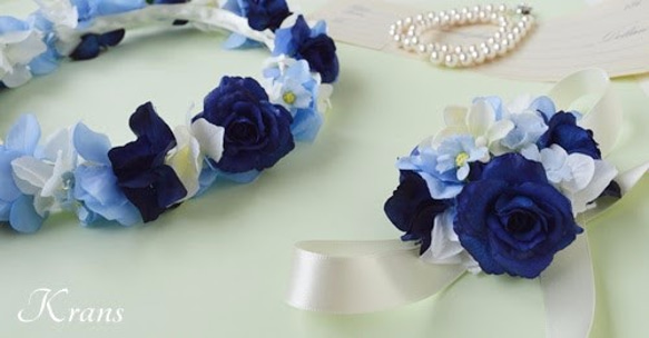 【完売いたしました】結婚式用のロイヤルブルー花冠 7枚目の画像